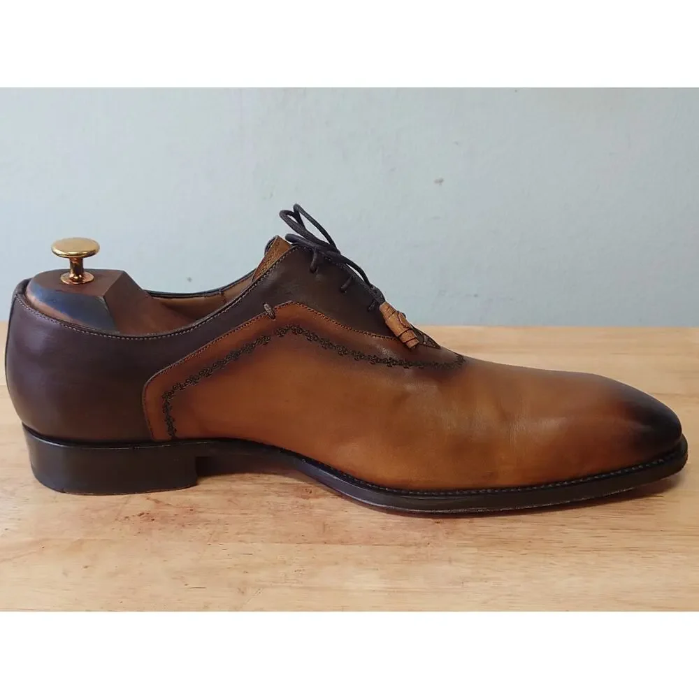 Mezlan Manet Mens Burnished Beige Leather Wholecut Dress Shoe Oxfords Size 12M - Picture 4 of 10